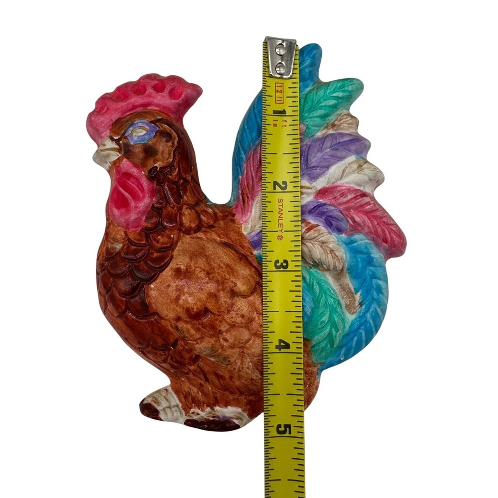 Vintage Ceramic Rooster Wall Hanging Set Colorful Farmhouse Kitchen Decor Kitsch - Picture 6 of 12